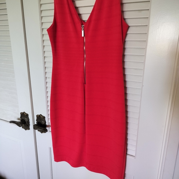 Bisou Bisou Sleeveless Back Zip Dress Size 10 Coral - Picture 6 of 9